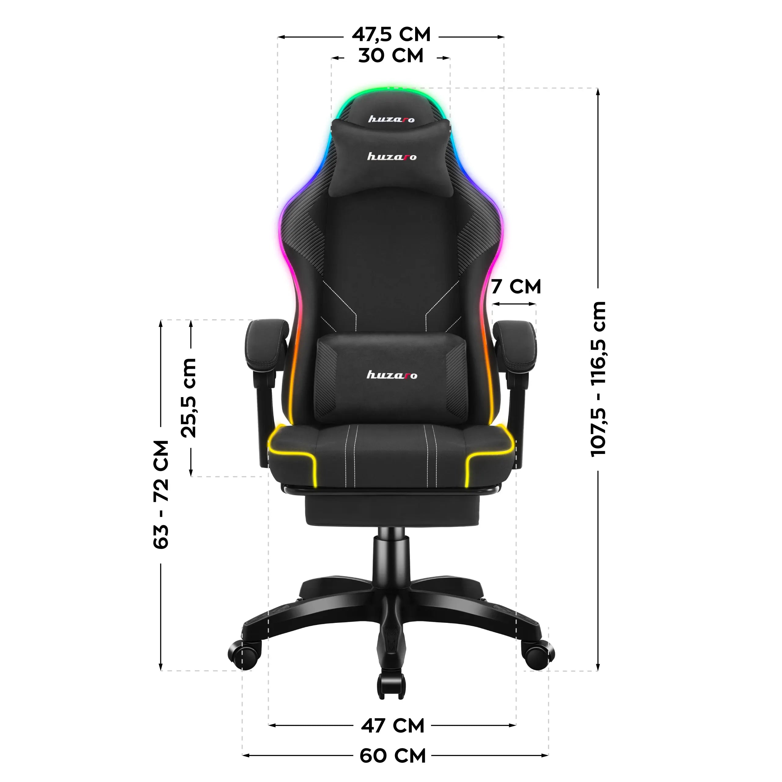 Dimensiones de la silla Huzaro Force 3.7