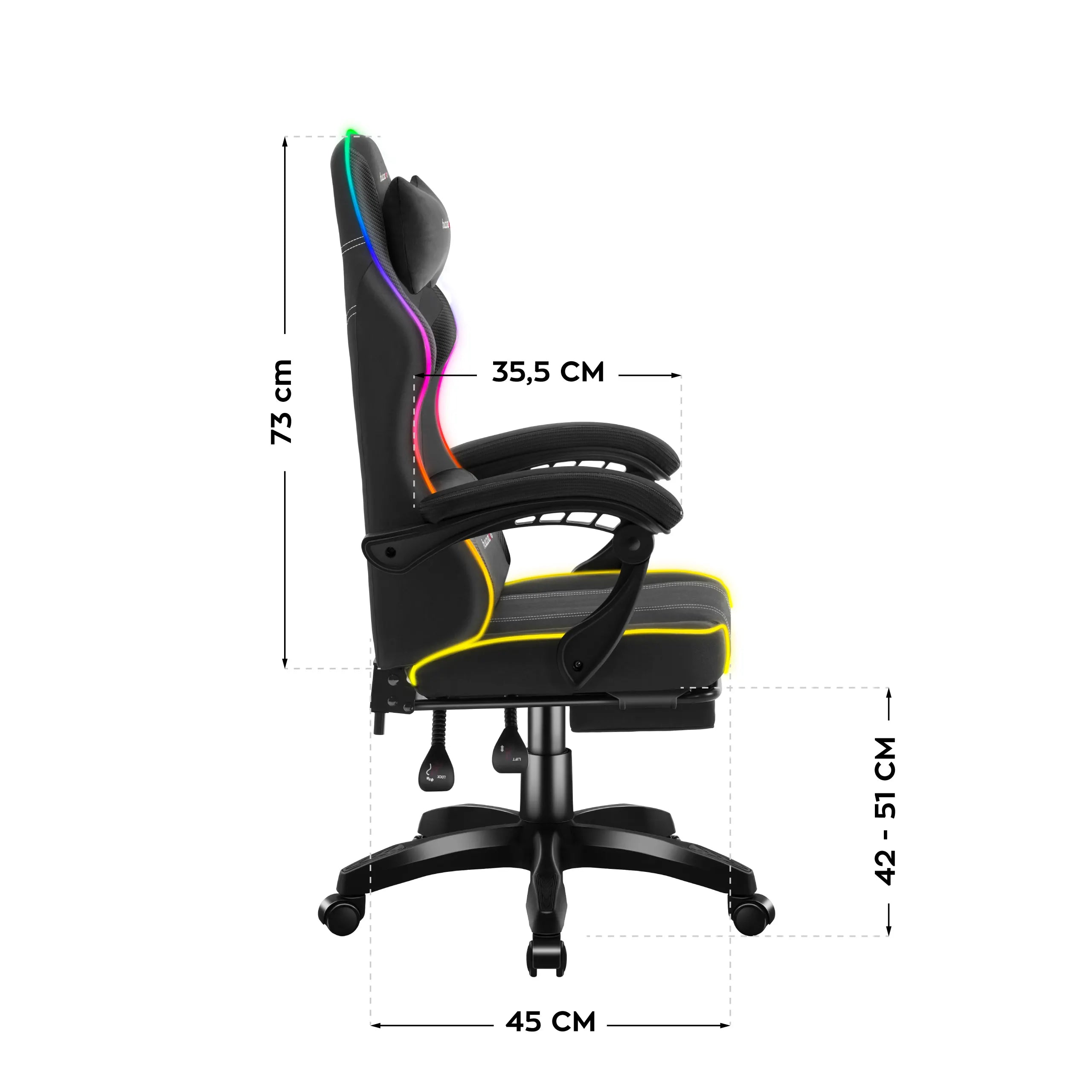 Dimensiones de la silla Huzaro Force 3.7 dimensiones 2