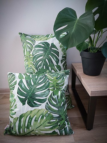 Cojines decorativos con motivo de hojas de monstera