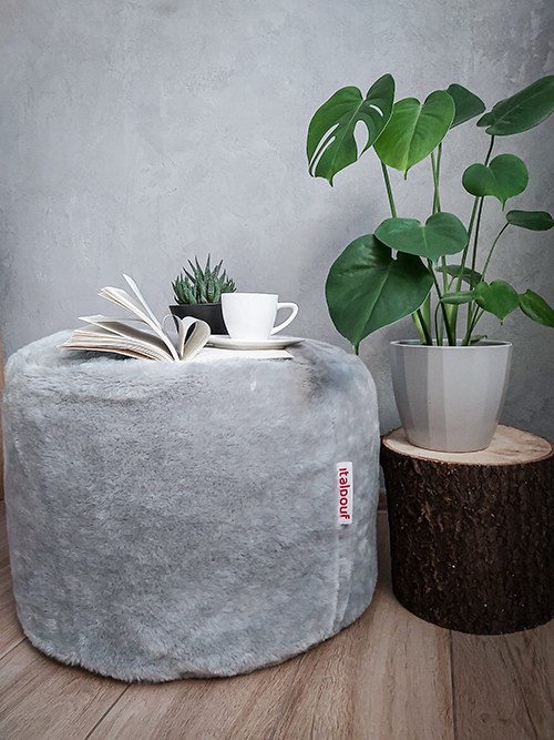 Puff de tejido pelo Yeti en decoración natural