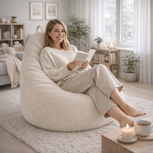 Puff bouclé – suave textura borreguito